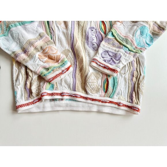 Vintage 90's COOGI White Pastel Easter Egg Cotton Knit Sweater, Size S - Picture 7 of 12